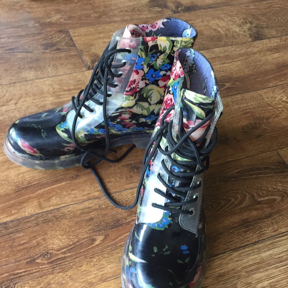 Floral Print Rain Boots